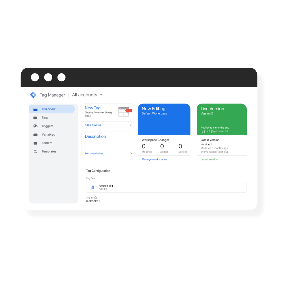 Google Tag Manager Dashboard in colour Google Tag Manager Overview Dashboard