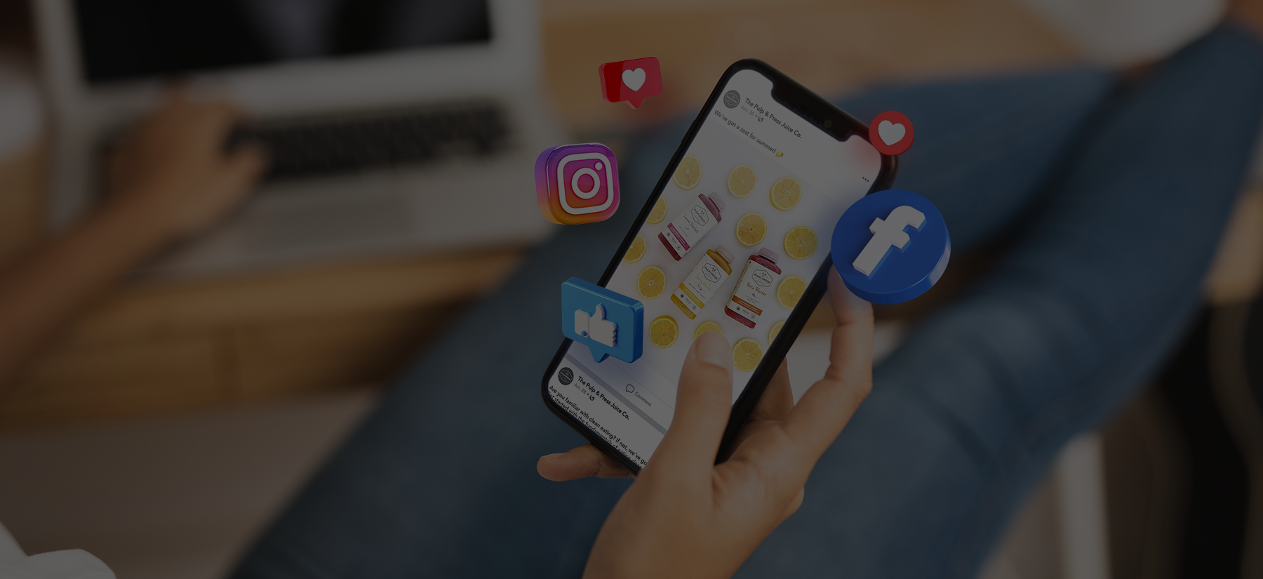 Social media images on cellphone