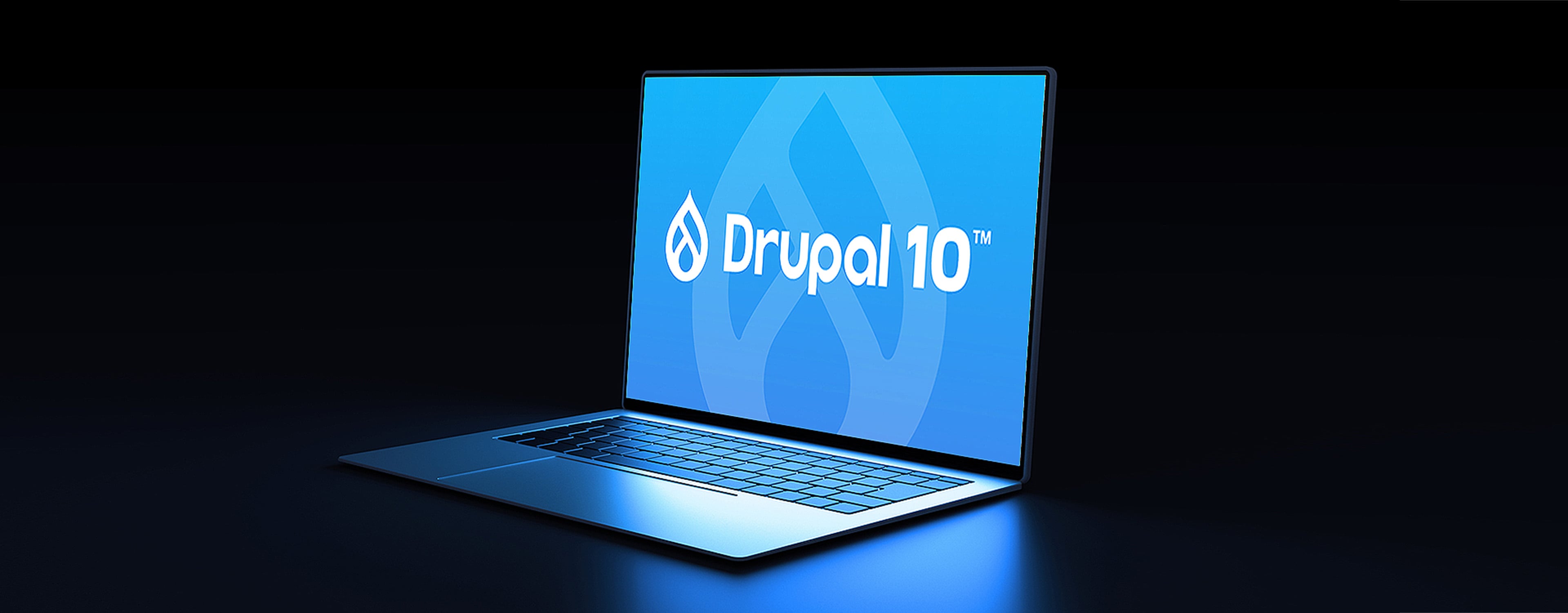 Drupal 10 logo on screen.