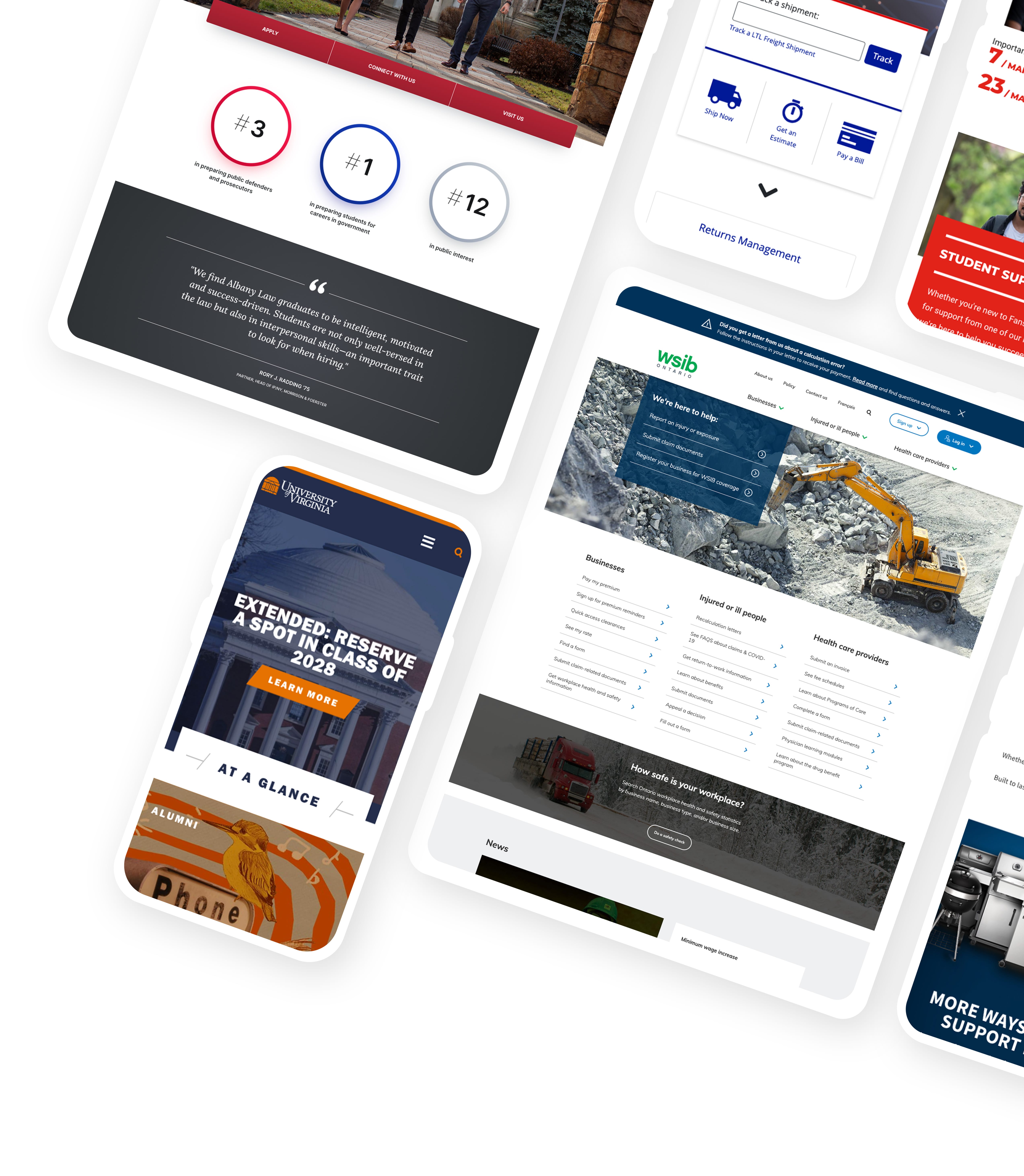 Acquia Hero 2x A Collection of sites displayed on phones and tablets