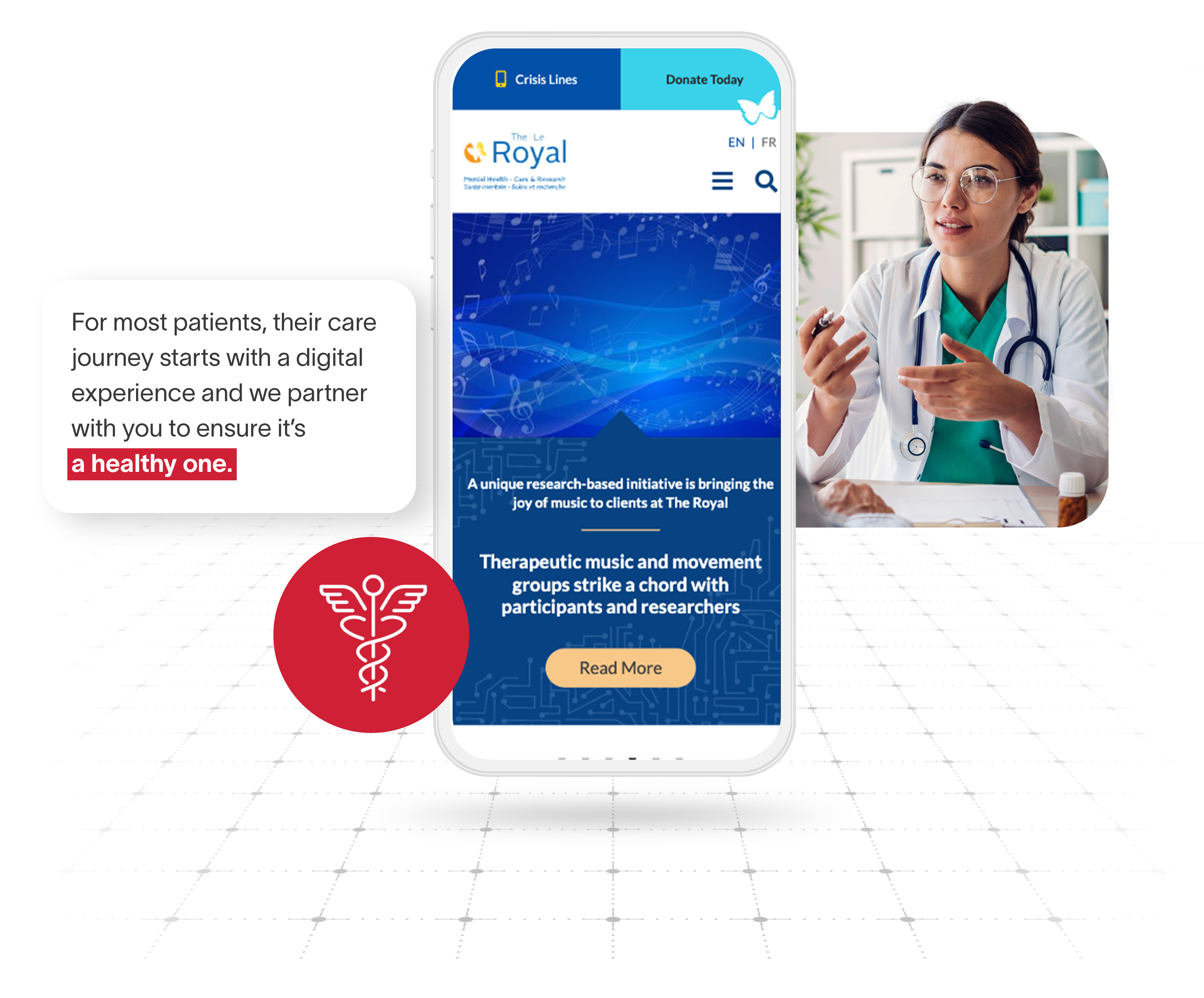 Royal Ottawa Healthcare website Royal Ottawa Healthcare Centre website on mobile