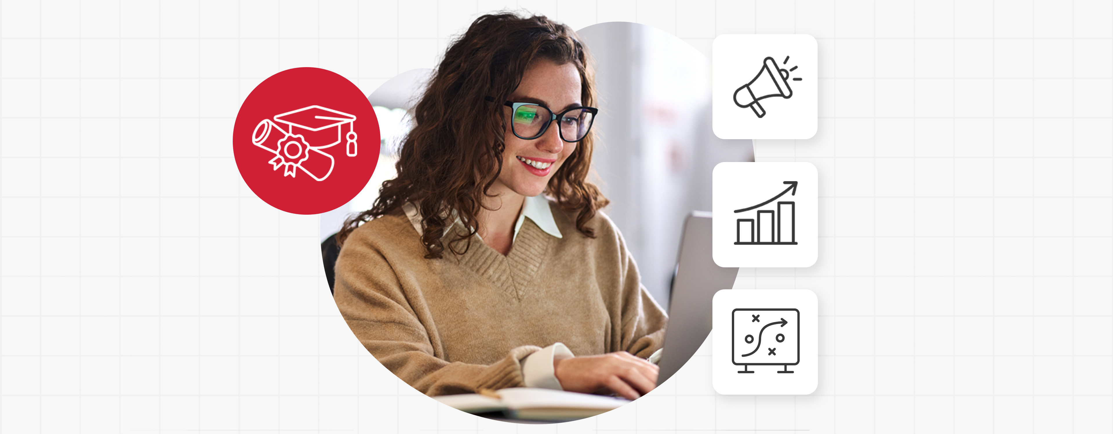 girl with glasses on laptop