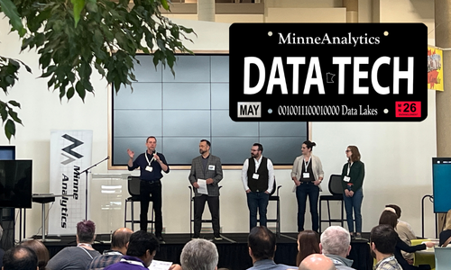 MinneAnalytics Data Tech 2026 — panel of speakers on stage at the event