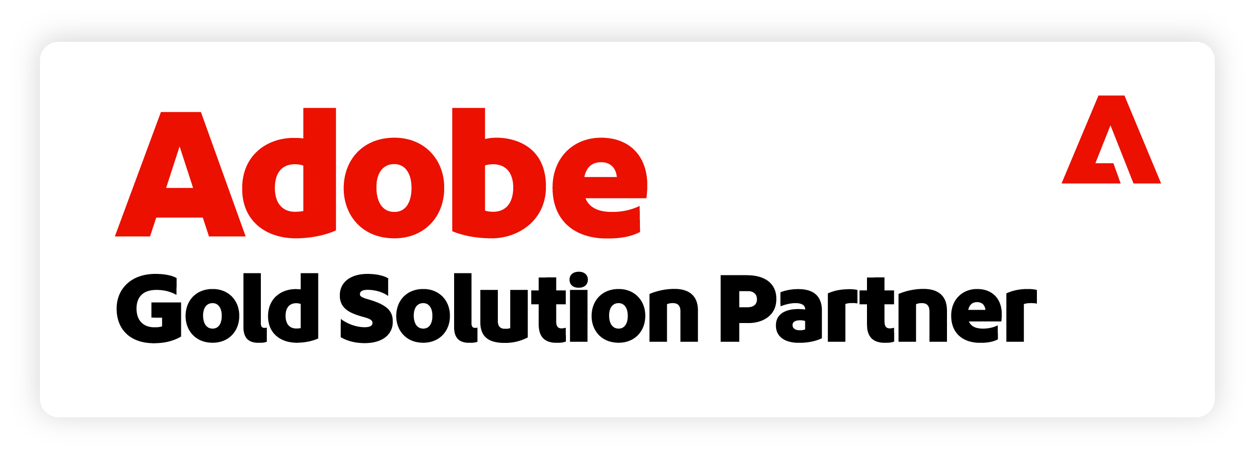 Adobe Solution Partner Gold Seal Adobe Gold Solution Partner Seal with adobe logo in top right corner