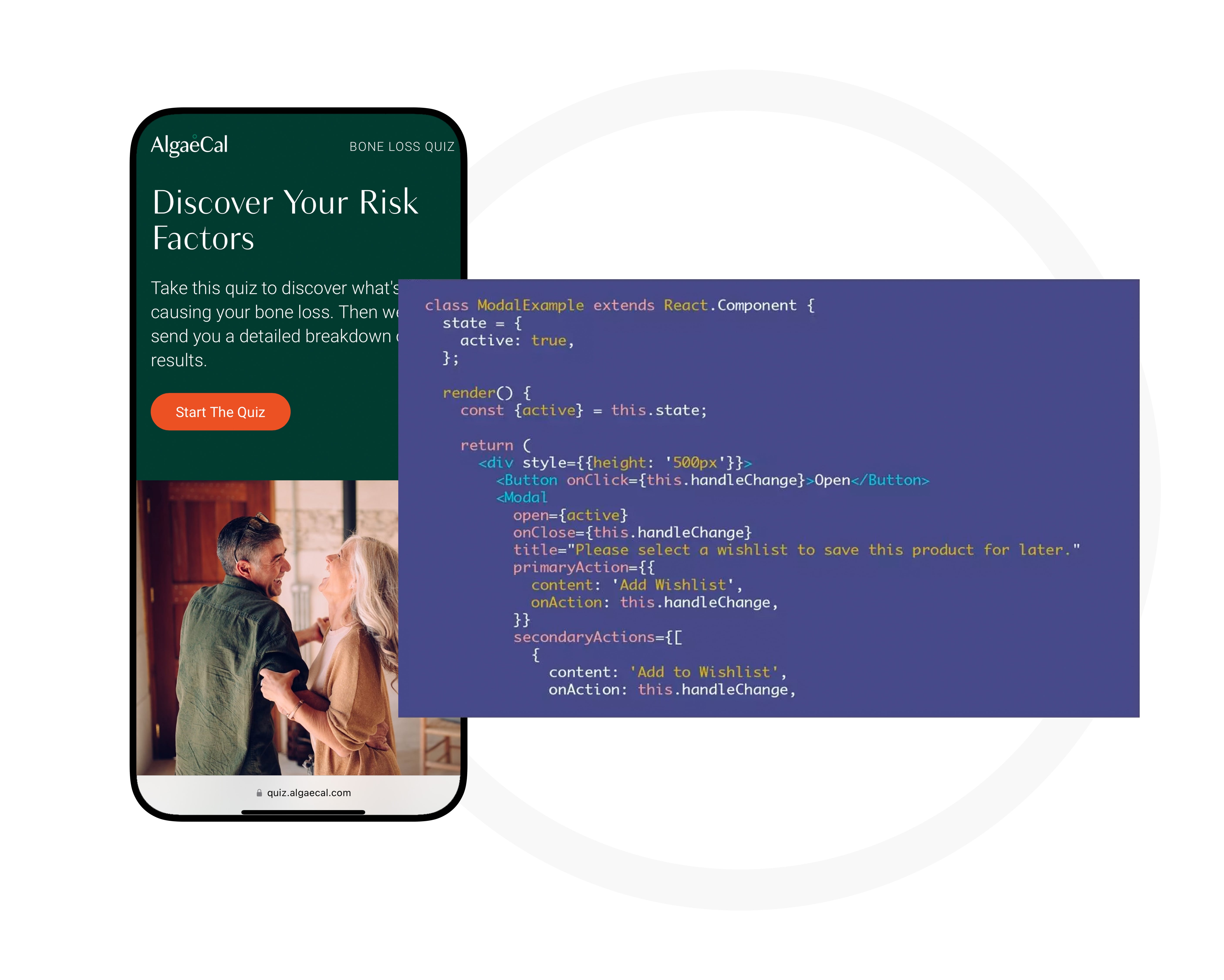 the mobile app showing codes on script