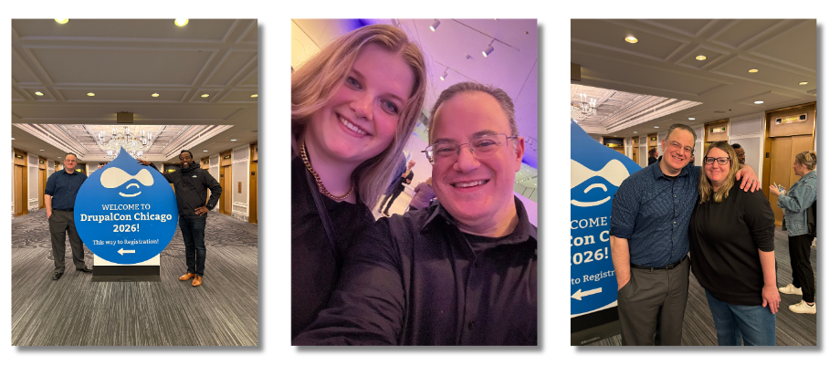 Steve Erwin with Victor Harris, Fran Wyllie, and Christine Saunders at DrupalCon Chicago 2026