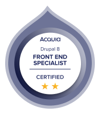 Acquia Drupal 8 Front-End Specialist certification badge