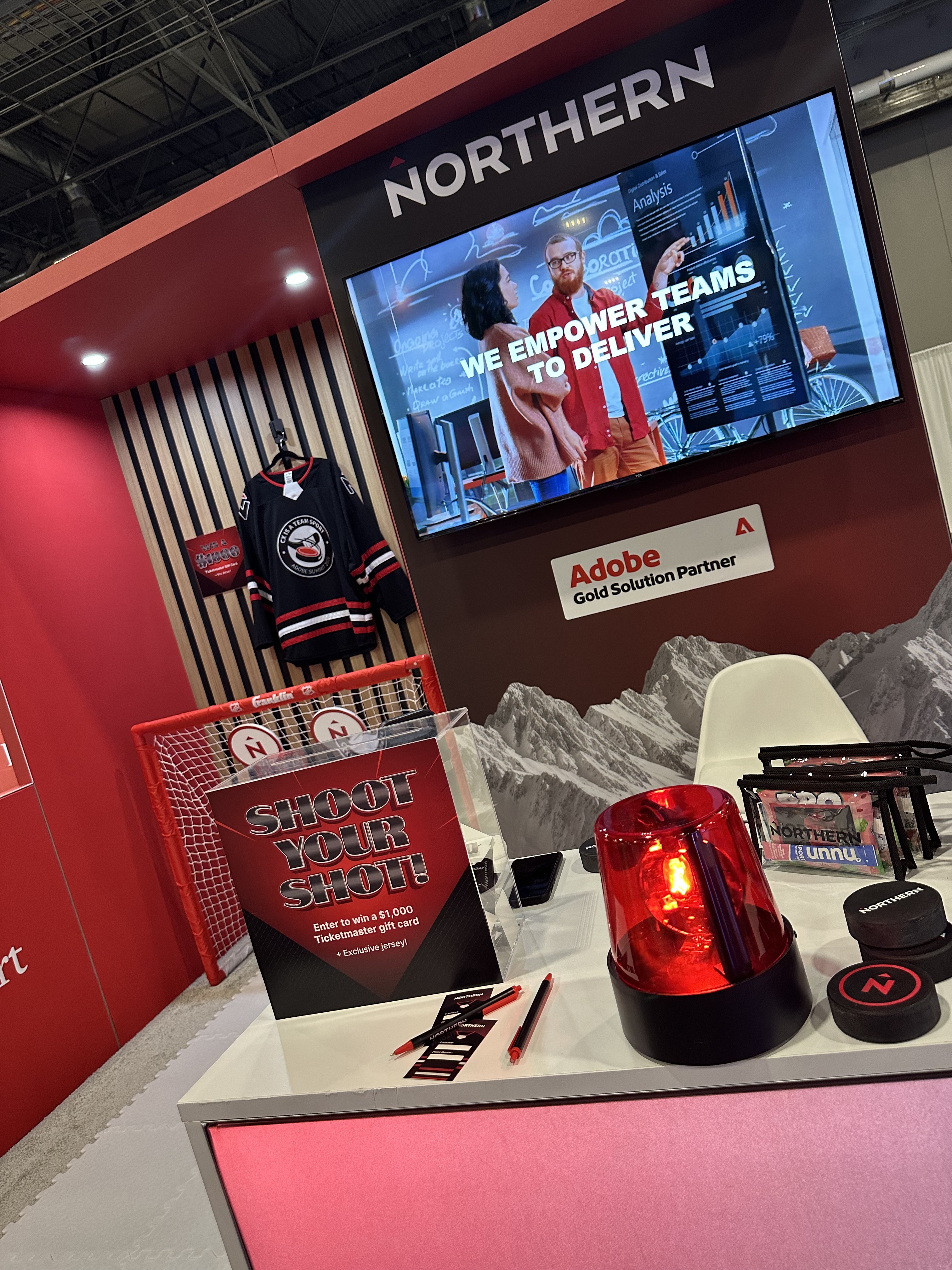 Northern booth #2648 with the Shoot Your Shot slapshot setup