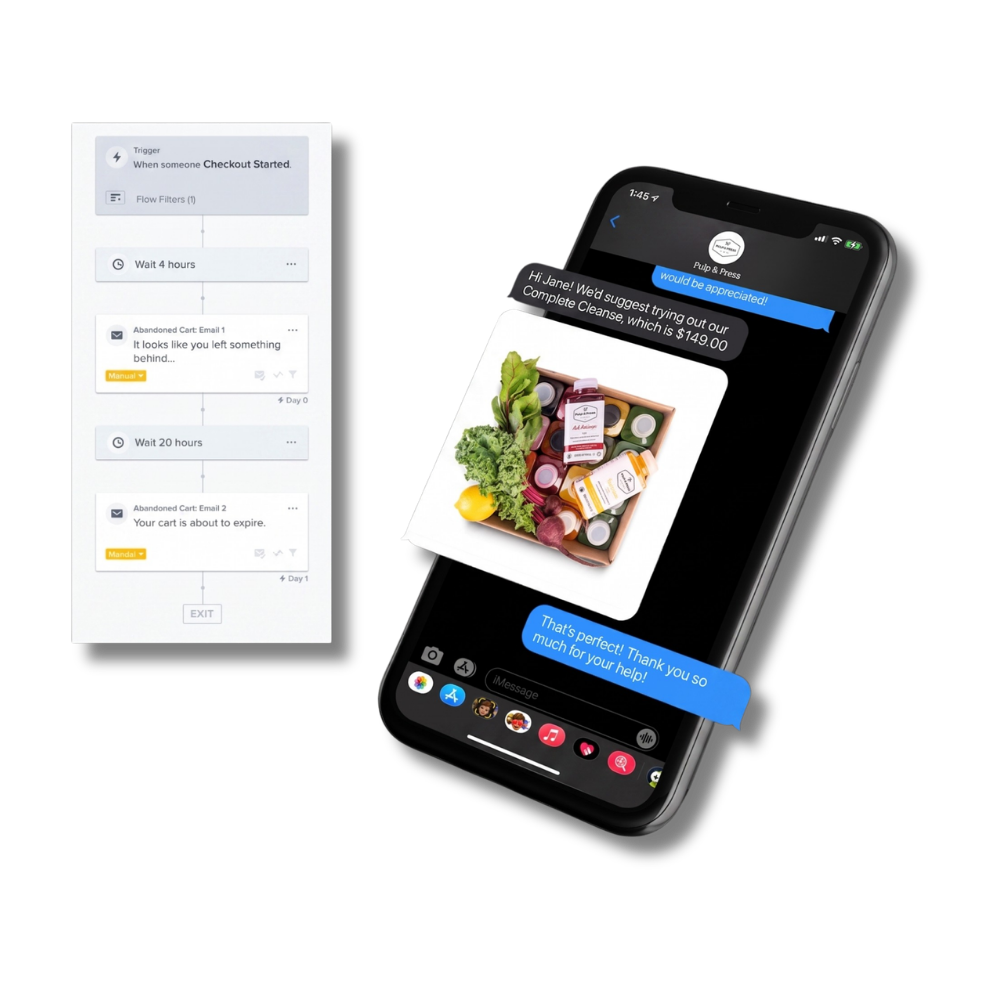 Phone with text suggestions for product purchases
