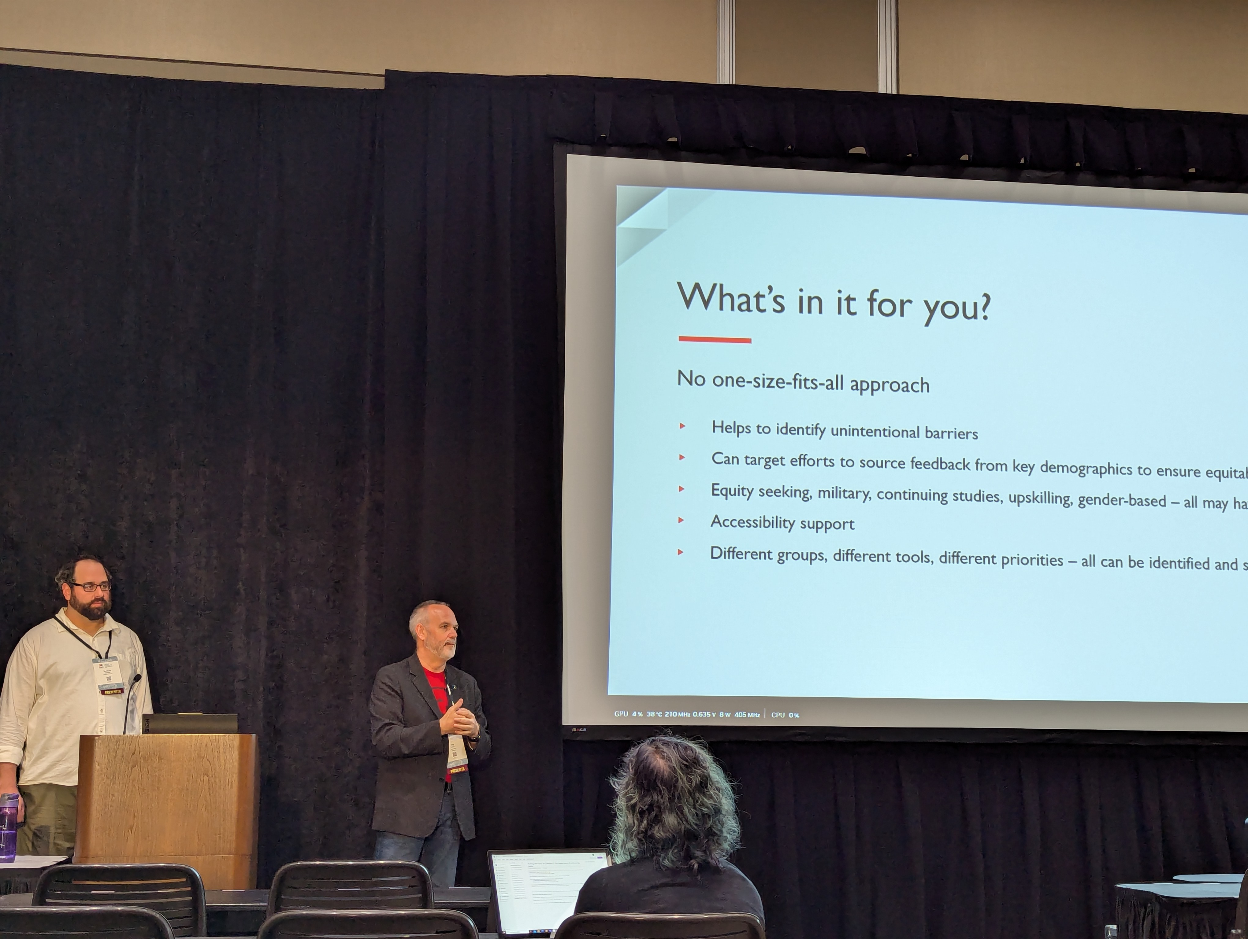 Jay Ménart of Northern and Josh Kruk of Canisius University presenting to an audience at the Digital Collegium higher-education conference