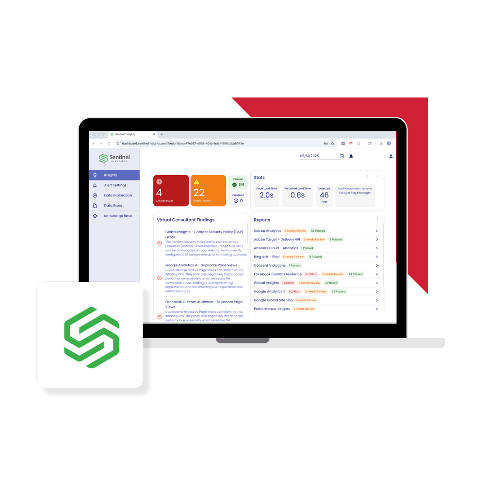 Sentinel Insights Hero in colour Laptop displaying Sentinel insights dashboard