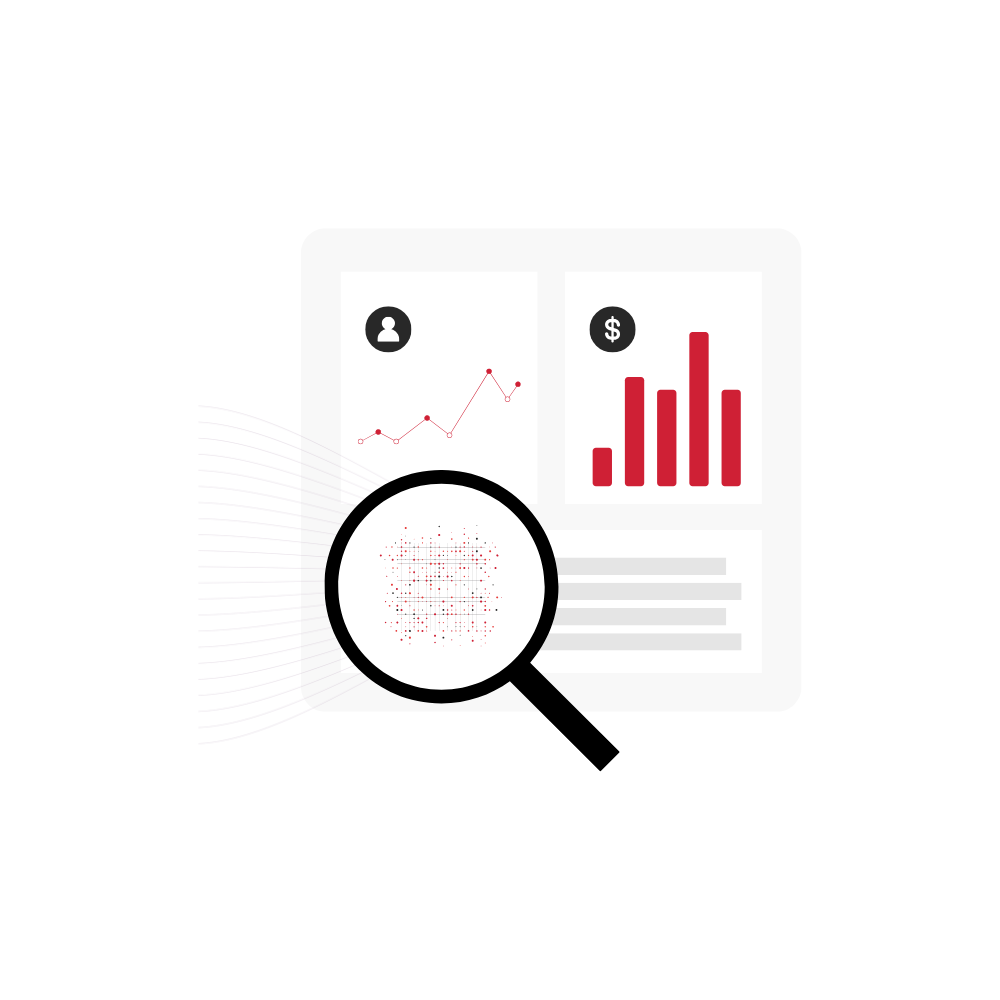 Why Sentinel Insights? Hero in colour Magnifying glass over two graphs