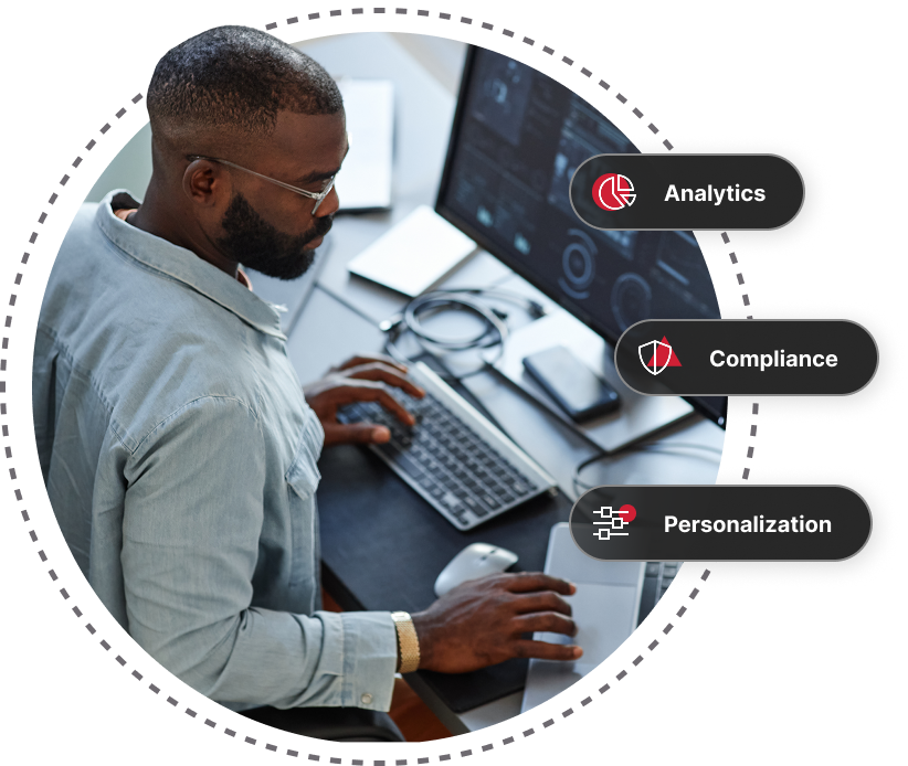 Data and analytics covers analytics, compliance, and personalization.