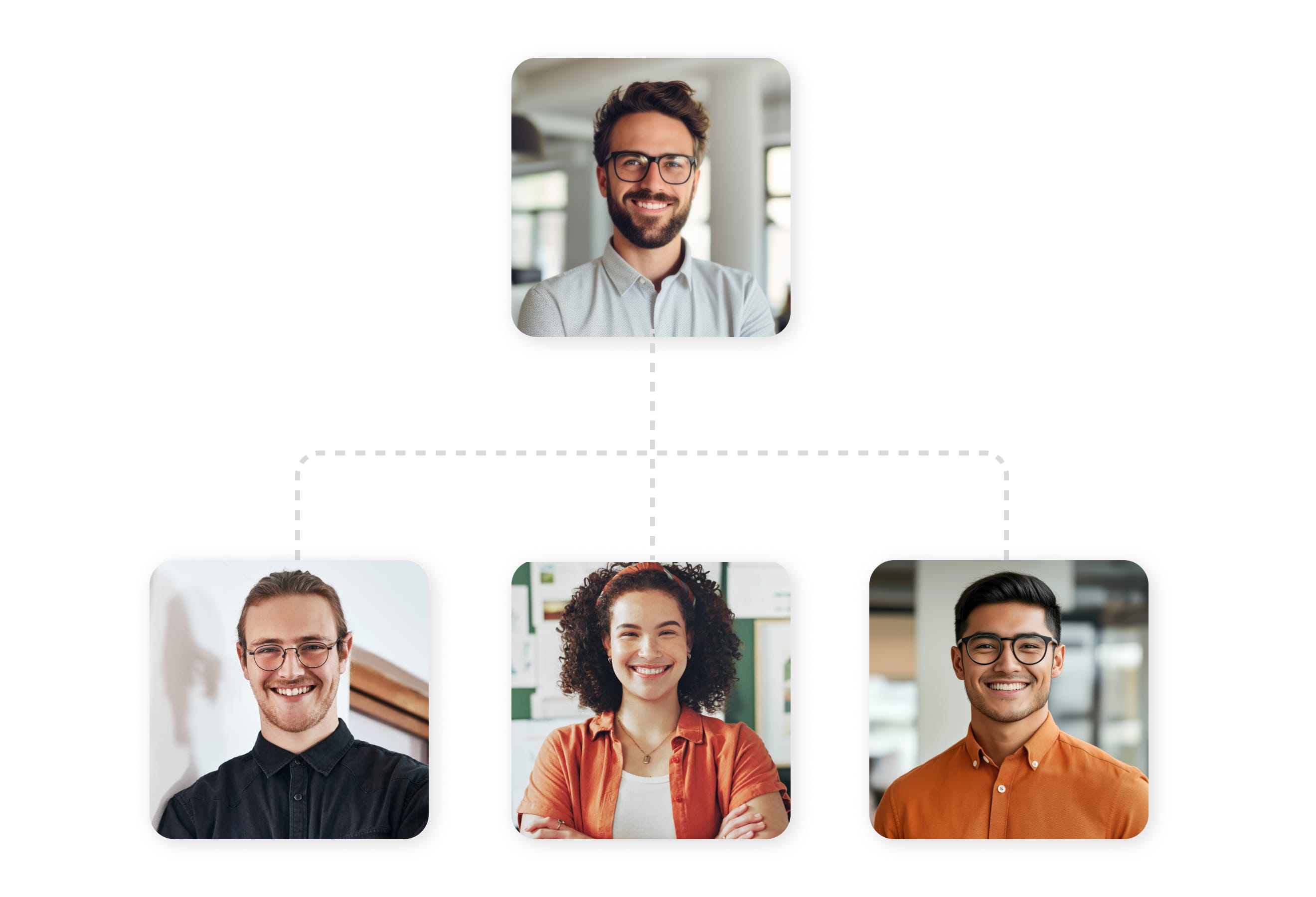 UX Solutions - Governance Four different headshots organized hierarchically