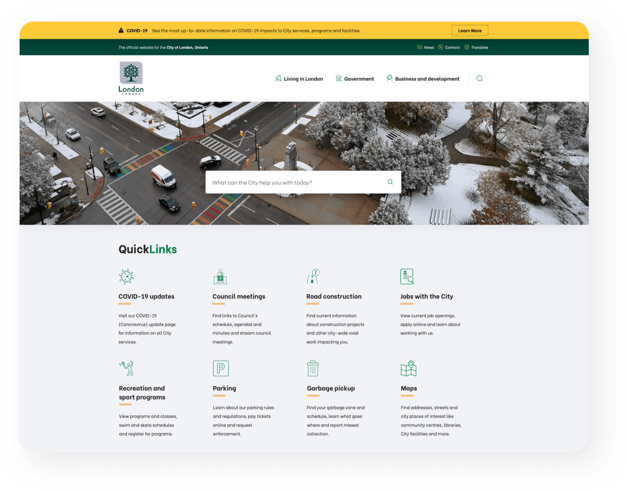 City of London website quick links page