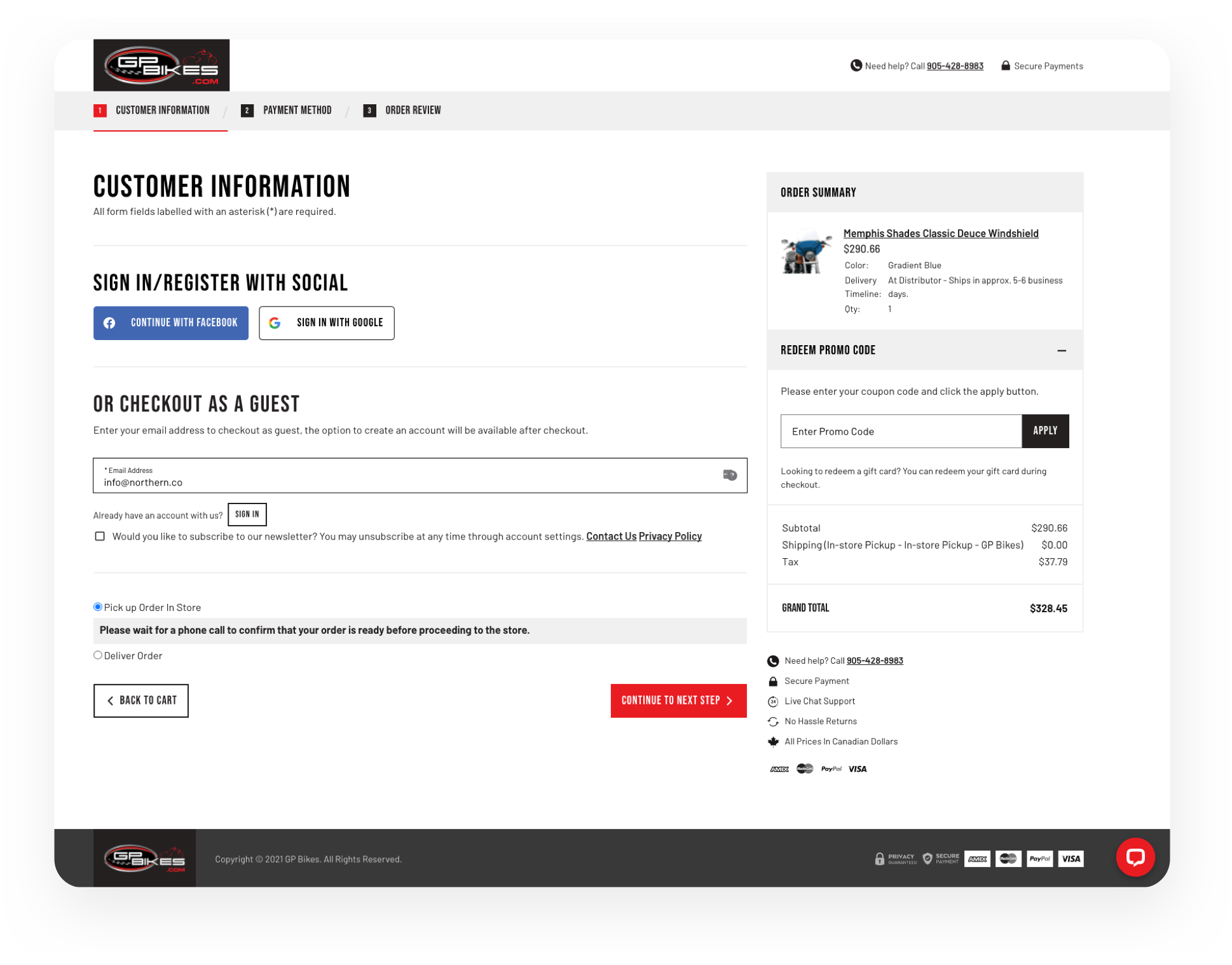 GP Bikes CS feature image A checkout view from the GP Bikes website