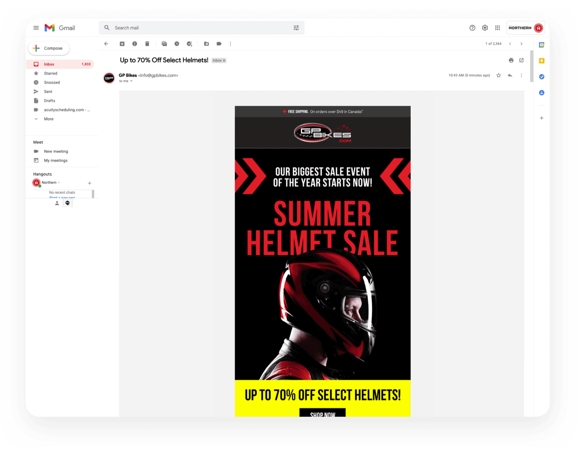 GP Bikes CS feature image C email preview in a customers inbox