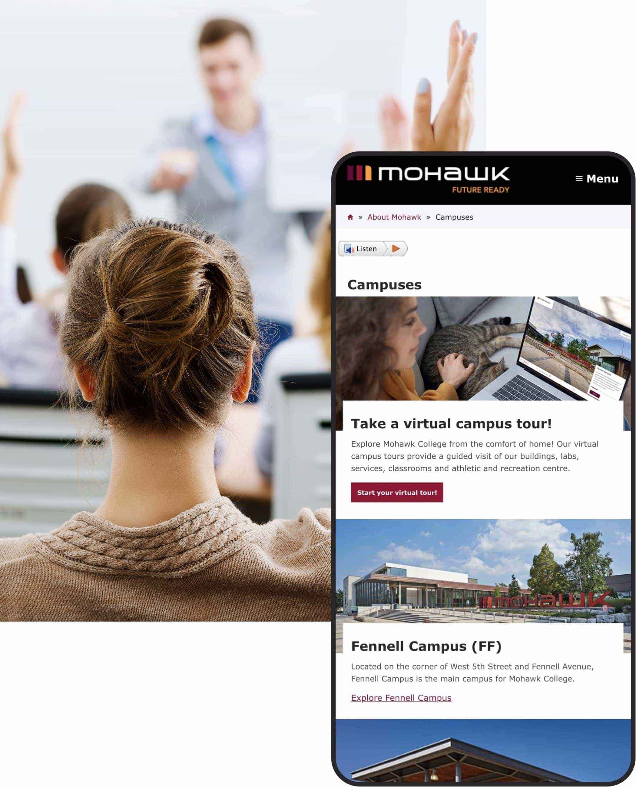 Mohawk CS Feature 2 Mowawk mobile website screen.