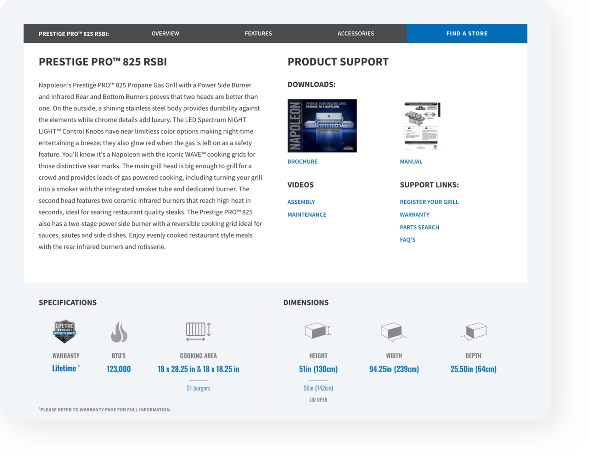 Napolean CS feature image b website view of product features