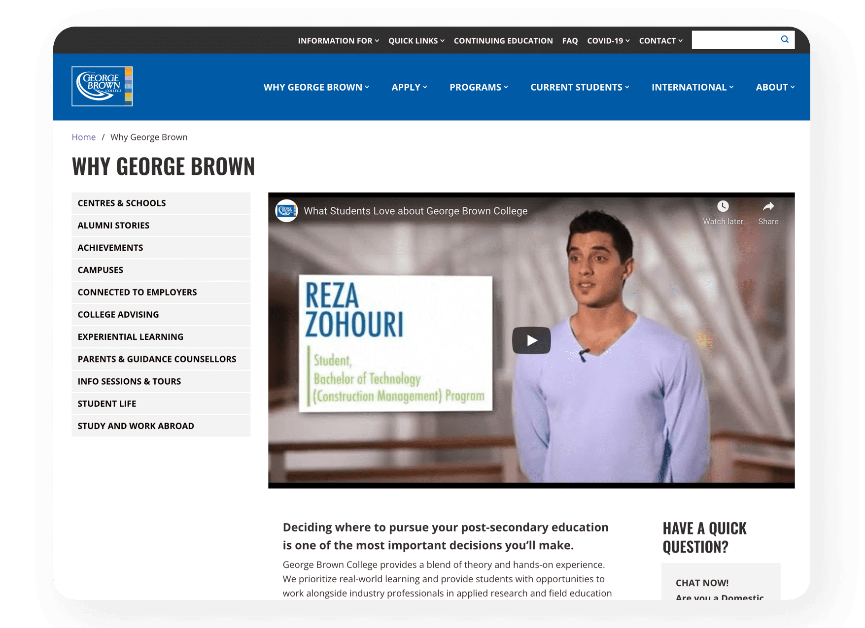 Why George Brown.