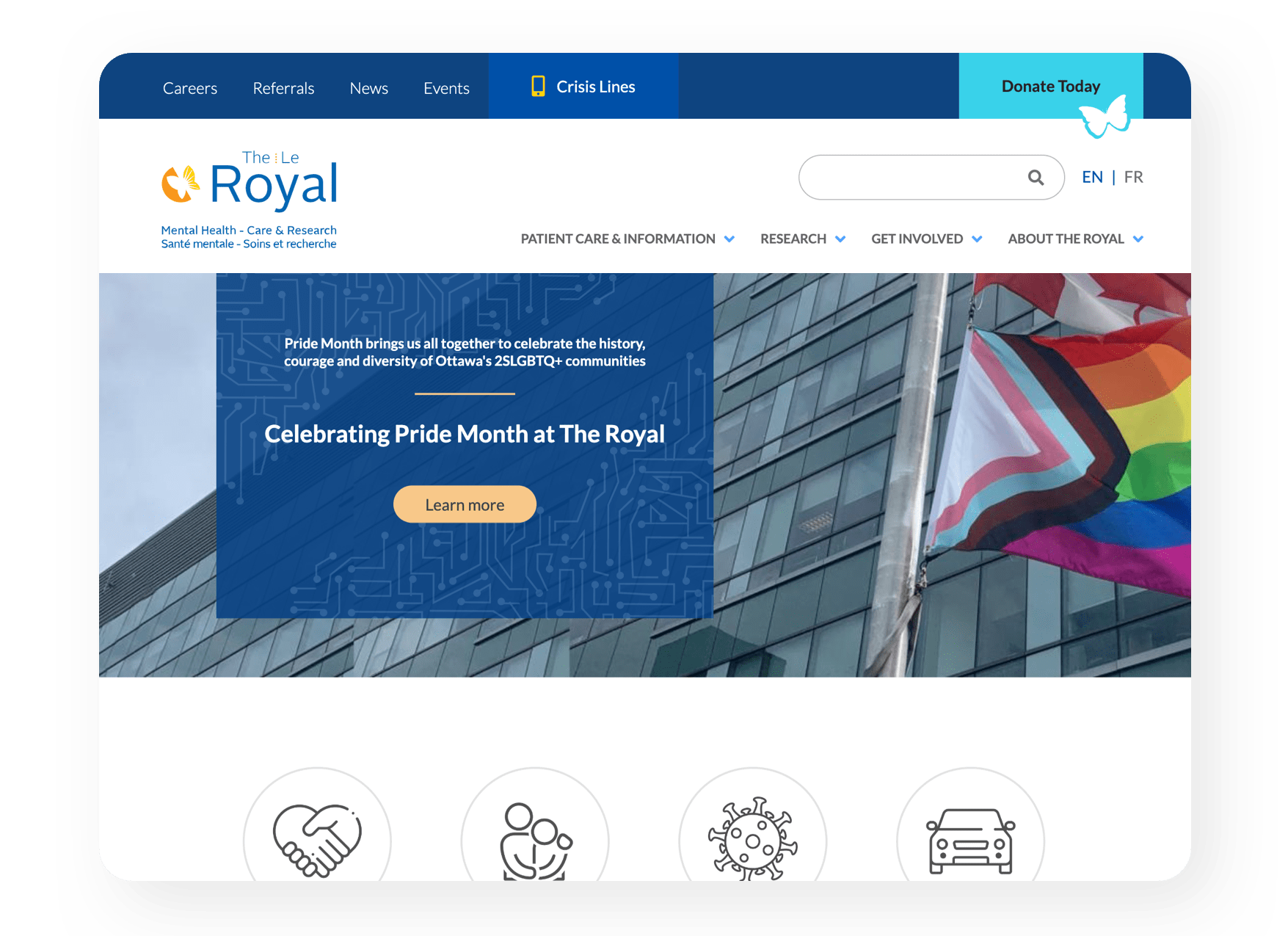 Royal CS Feature 1 The Royal website home page.