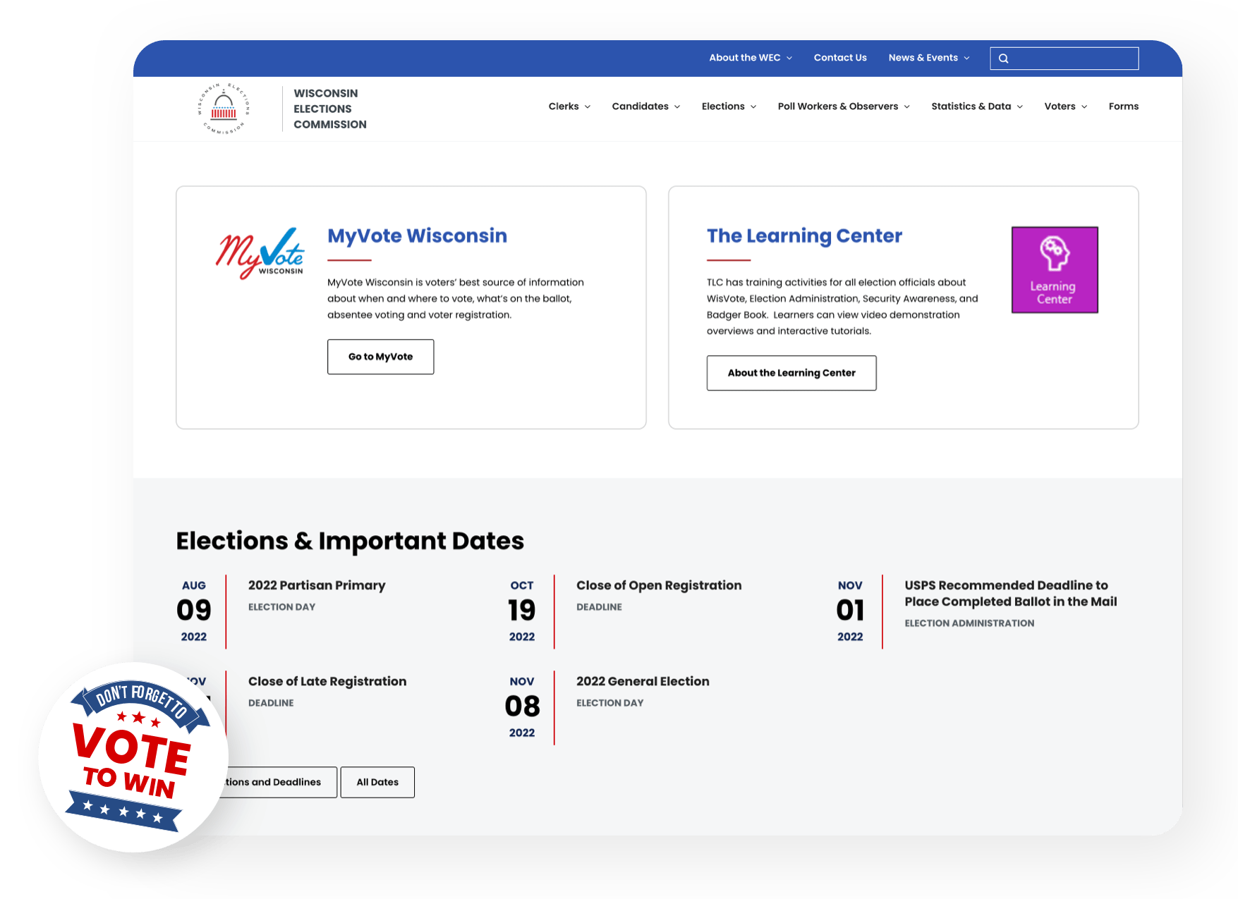 Wisconsin desktop site preview.