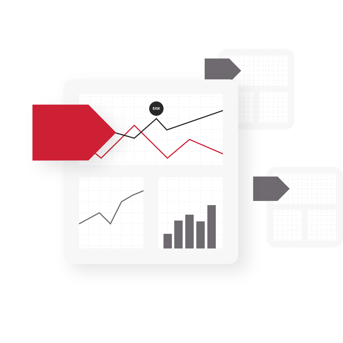 Different line charts with a specific line highlighted