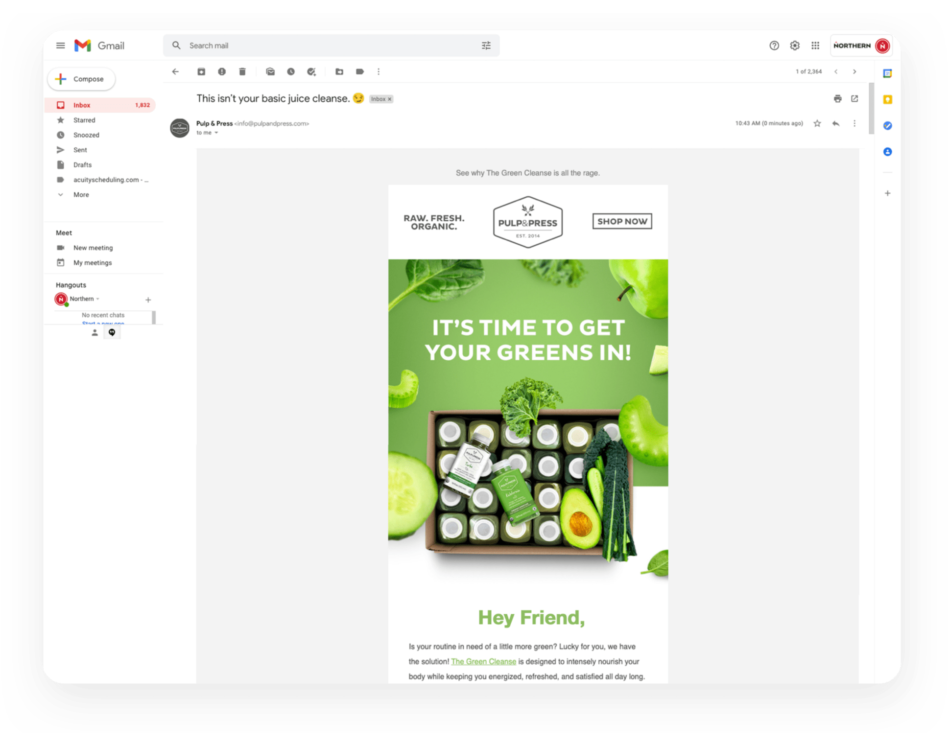 P&P CS content image a email preview in a customers inbox
