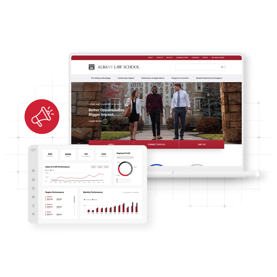 Albany Law school website on laptop