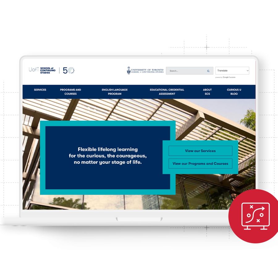 University of Toronto Website displayed on a laptop