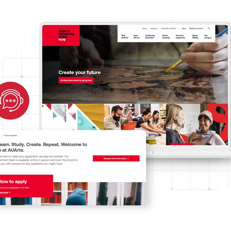 Alberta University of the Arts Website displayed on laptop