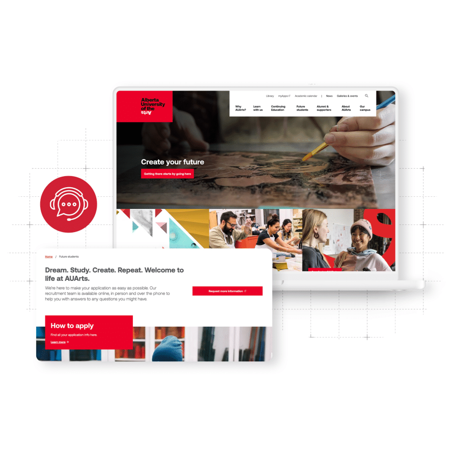 Alberta University of the Arts Website displayed on laptop