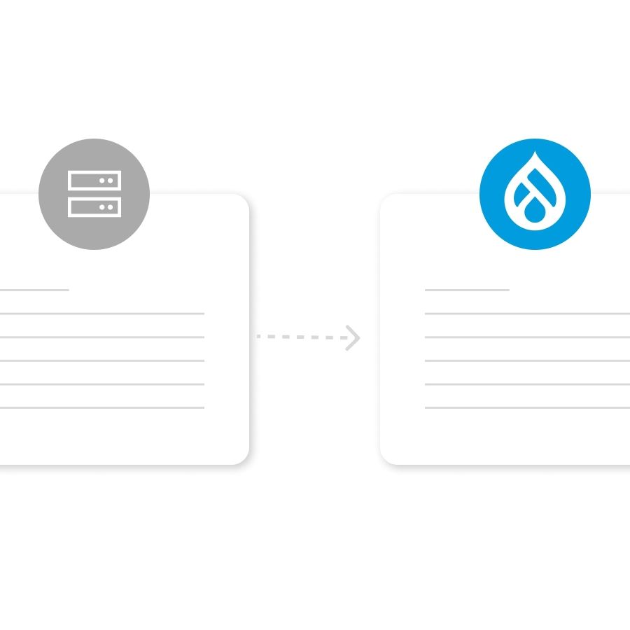 Two pages with one implied to be migrated to other through the use of an arrow between