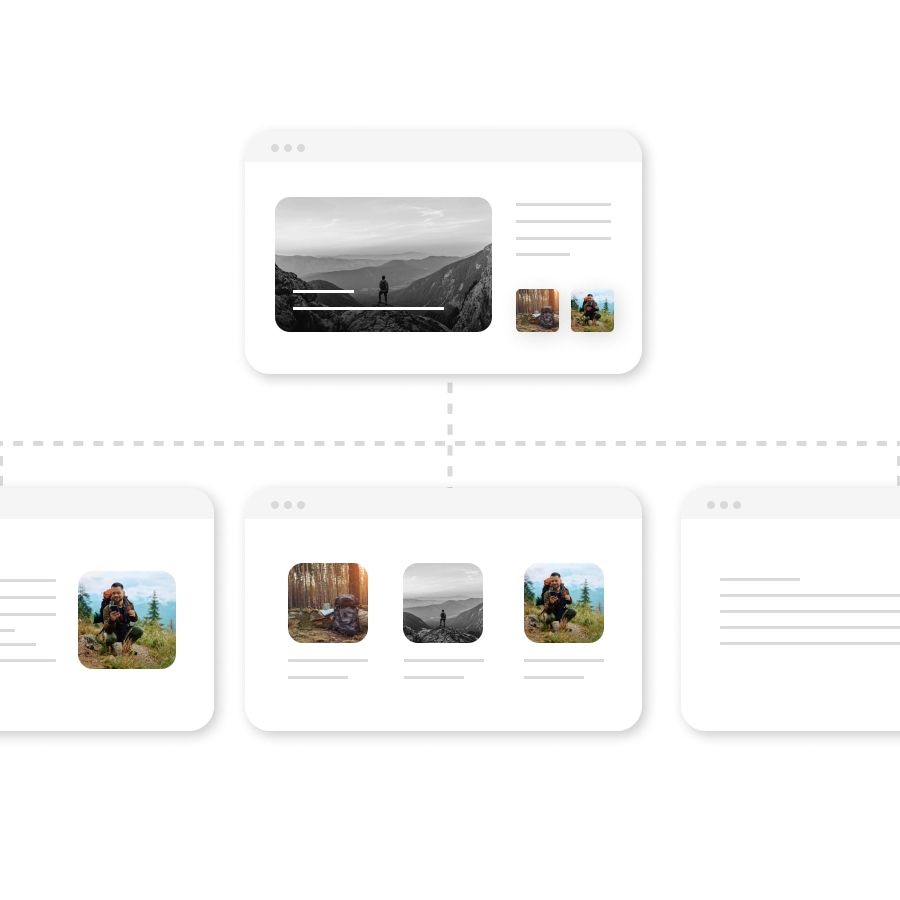 Four pages connected hierarchically