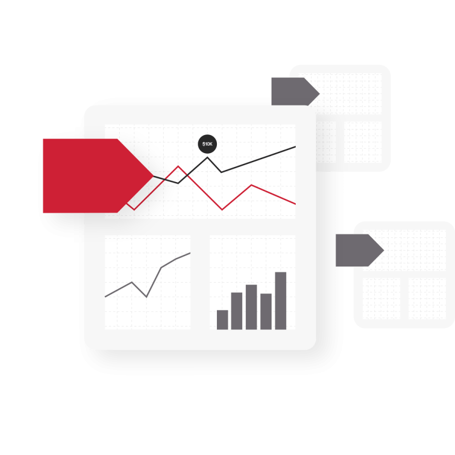 Different line charts with a specific line highlighted