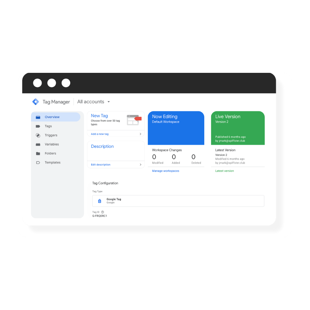 Google Tag Manager Dashboard in colour Google Tag Manager Overview Dashboard