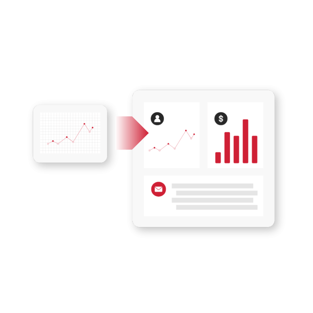 Analytics dashboard with graph, point, and text