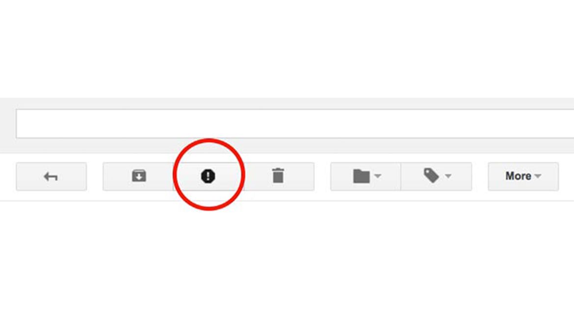 Email with circled 'report as spam' button