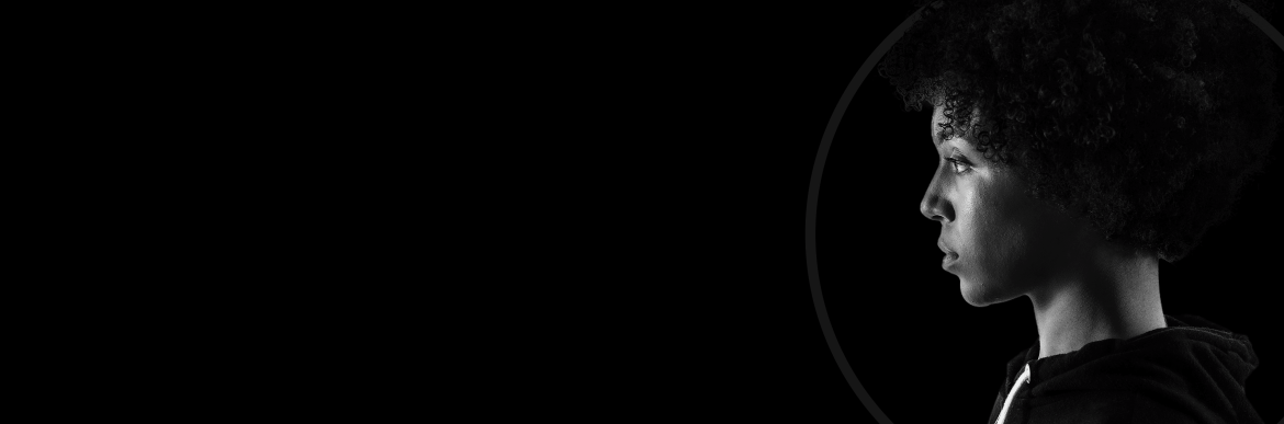 Woman's profile with black background