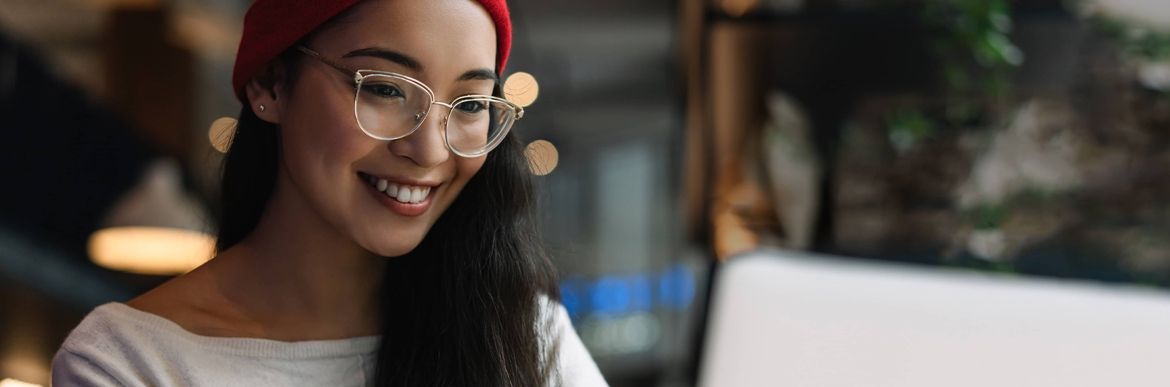 Woman working on laptop