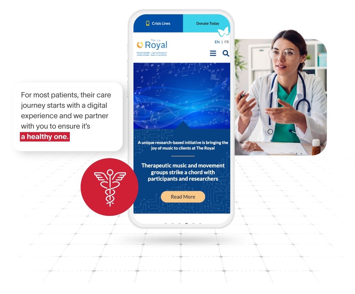Royal Ottawa Healthcare Centre website on mobile
