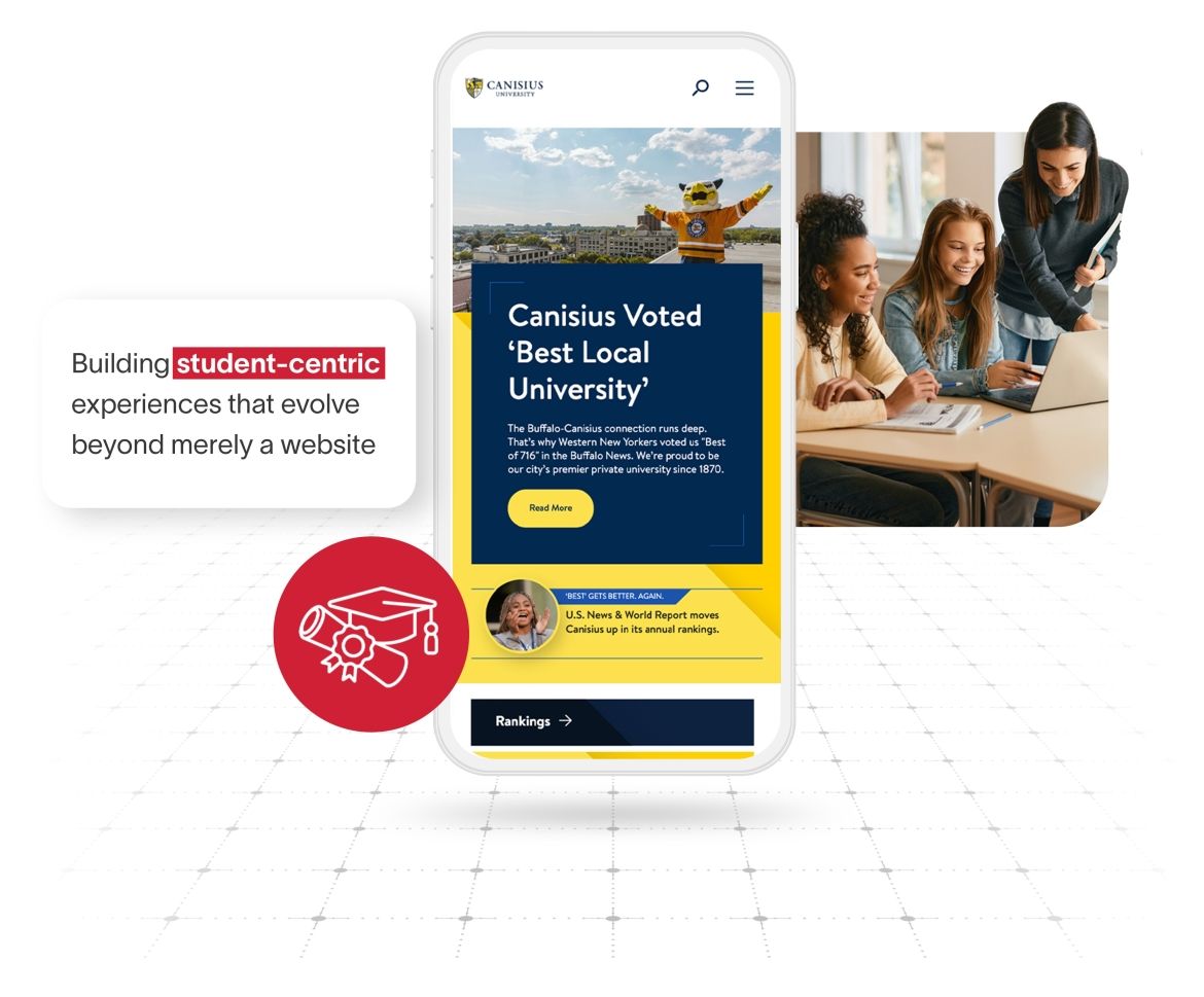 Canisius College website displayed on a mobile phone