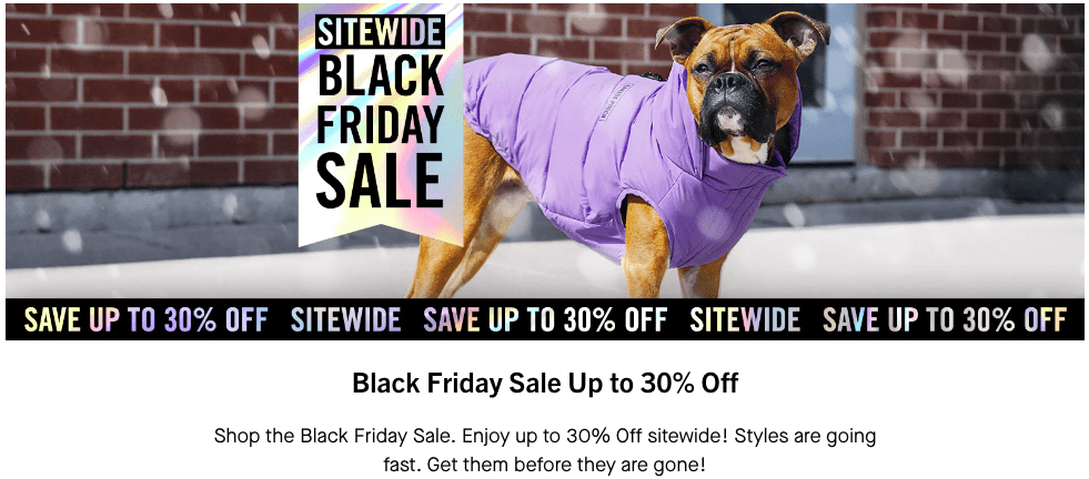 Canada Pooch Black Friday sale banner.