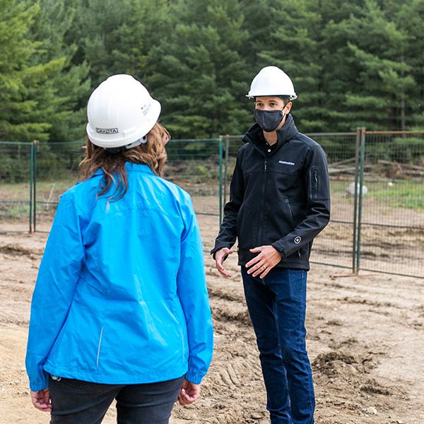 Northerners wearing hard hats