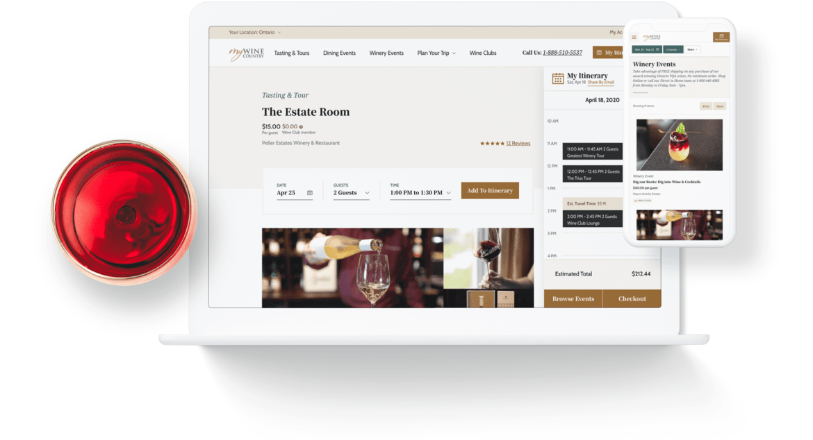 My Wine Country website on tablet and phone