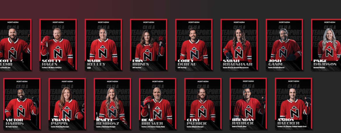 15 hockey cards featuring the Northern Staff.