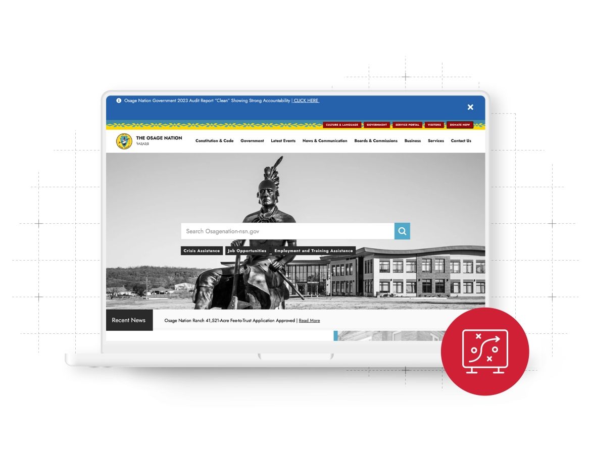 Osage Nation Government Website Osage Nation Government Website displayed on a laptop