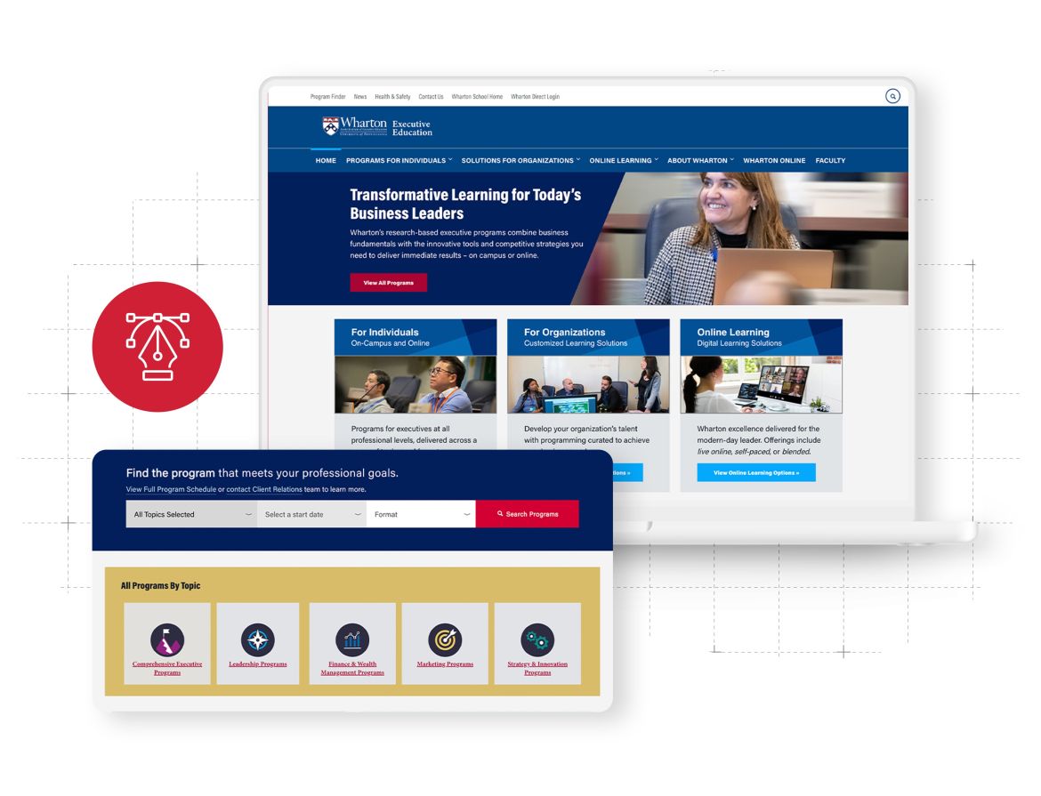 Wharton School Website on laptop