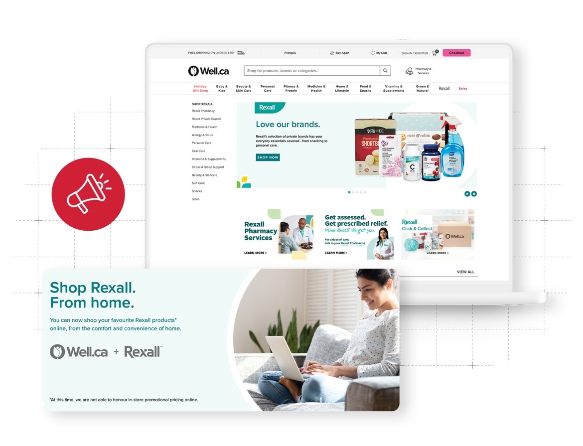 Well website displayed on a white laptop