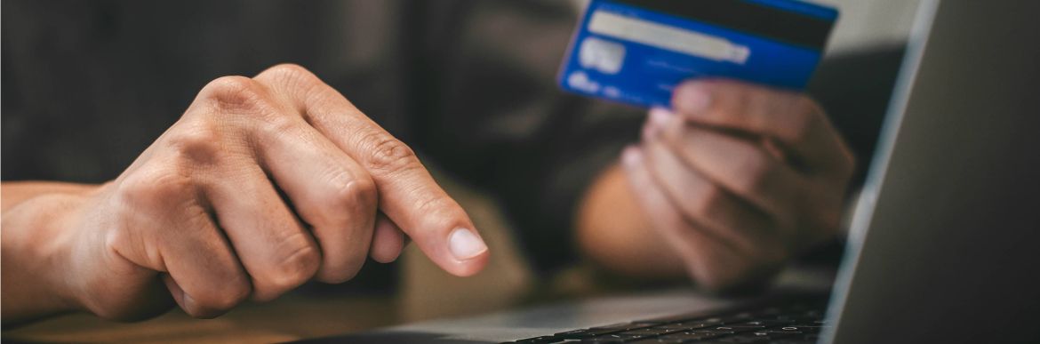 Woman holding credit card